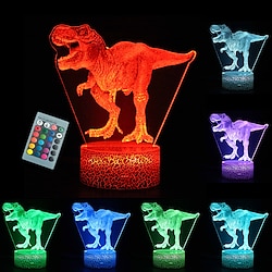 Dinosaur Toys 3D Night Light Lamp - Children Kids Gift for Boys 16 LED Colors Changing Lighting Touch USB Charge Table Desk Bedroom Decoration Cool Gifts Ideas Birthday Xmas for Baby Friends Lightinthebox