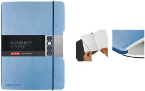 herlitz Notizheft my.book flex, A5, Leinen-Cover, hellblau abgerundete Ecken, Verschluss- und Haltegummi in blau, - 1 Stück (50016433)