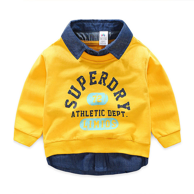 Faux-two Trendy Letter Print Pullover for Toddler Boy and Boy