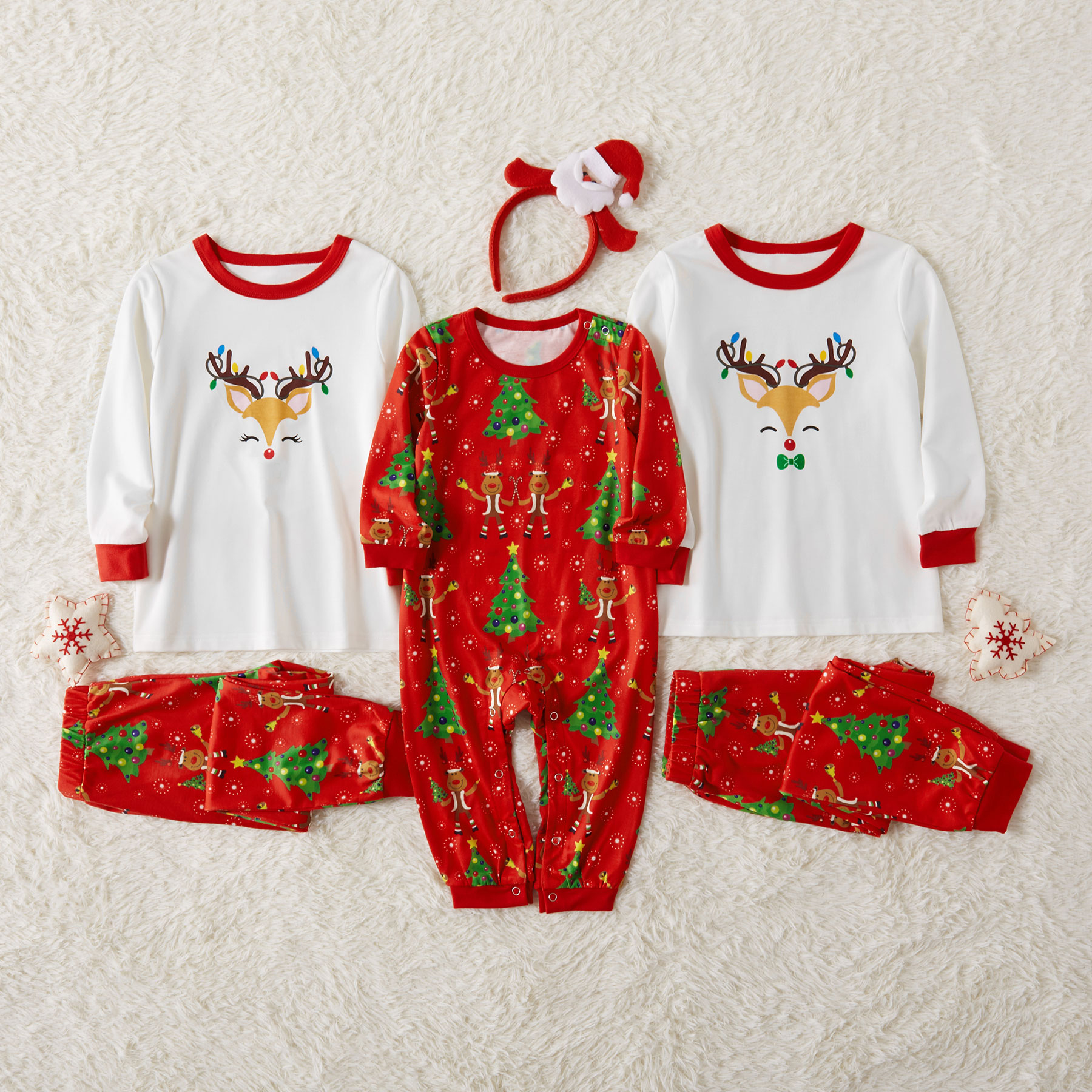 Family Matching Reindeer  Sibling Pajamas Set for Toddlers and Baby