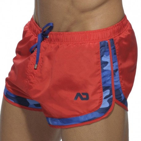 Addicted Rocky Camouflage Detail Swim Short - Red XS
