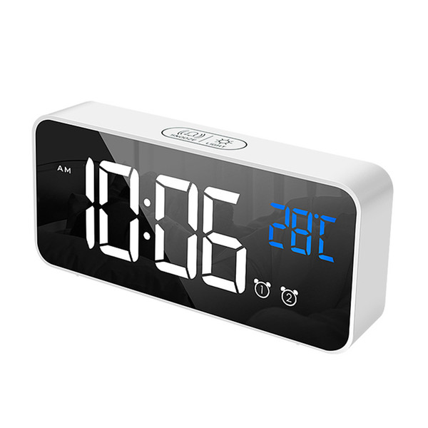 voice control home office led temperature display large screen snooze alarm adjustable brightness battery powered digital clock