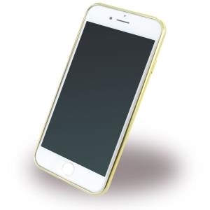 UreParts - Kunstleder Cover / Handyhülle - Apple iPhone 7 - Braun/Gold (160439)