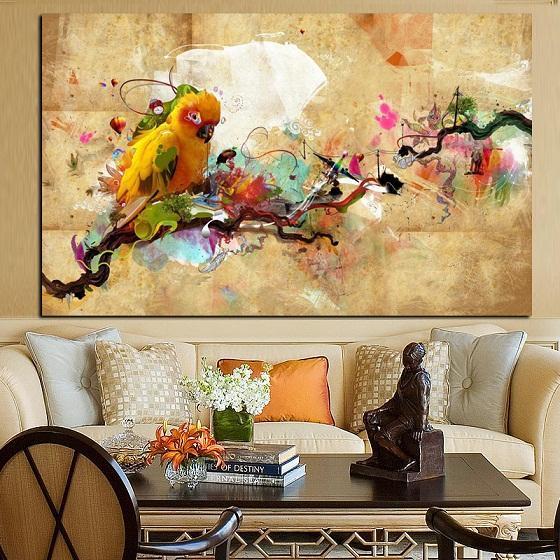 parrot bird handpainted & hd print modern abstract animal art oil painting wall art home decor on canvas .multi sizes a78