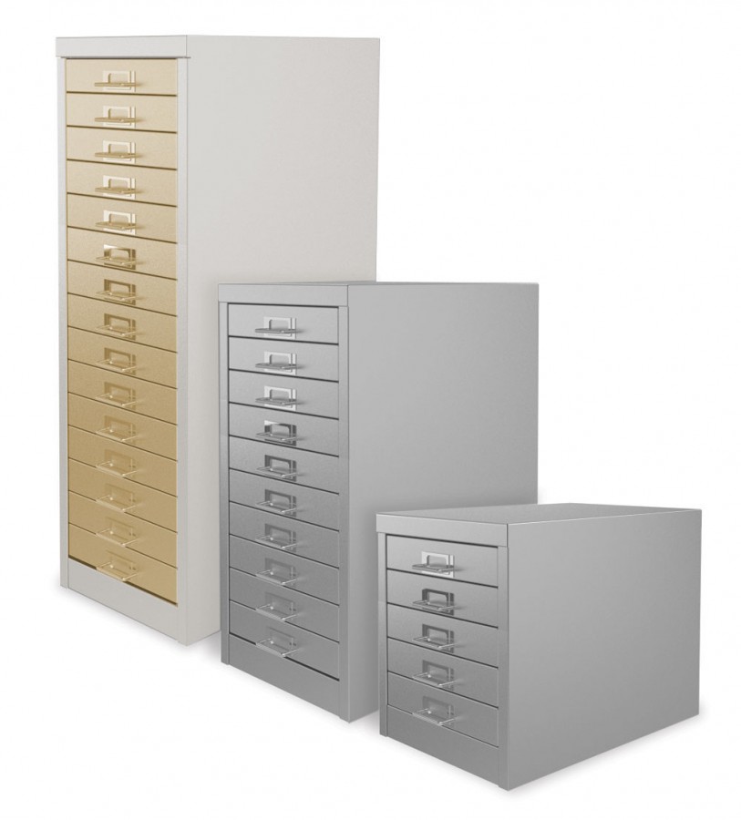 White and Beige 15 Drawer Multi Drawer Cabinet