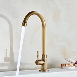Traditional Kitchen Sink Faucet Cold Water Only, Retro Brass Single Handle Kitchen Tap Golden Electroplated Standard Spout Lightinthebox