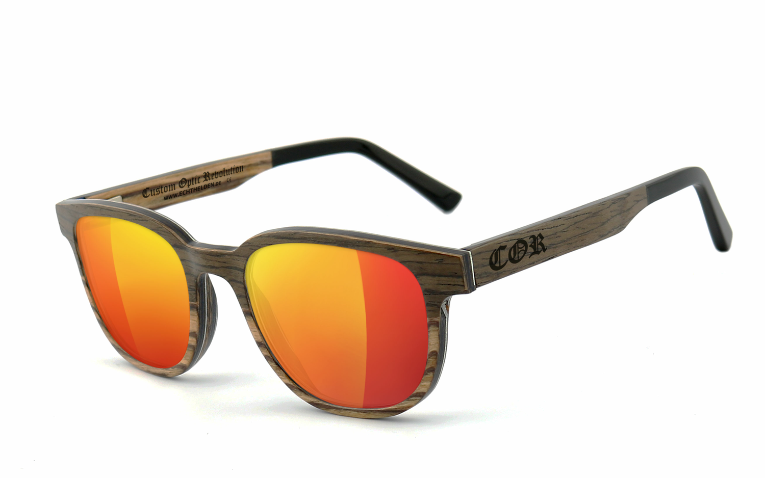 COR® | COR015 Holz Sonnenbrille - laser red  Sonnenbrille, UV400 Schutzfilter