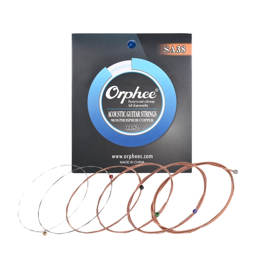 Orphee SA38 Acoustic Folk Guitar String 6pcs/Set(.011-.052) Hexagonal Steel Core 90/ 10 Copper Alloy Wire Wound Normal Light Tension
