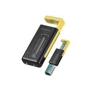 Wentronic Goobay LCD Batterietester, Gelb-Schwarz - für AAA, AA, C, D, 9 V, N Batterien (46246)