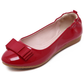 Bowknot Slip On Candy Color Flat Folded Egg Roll Shoes