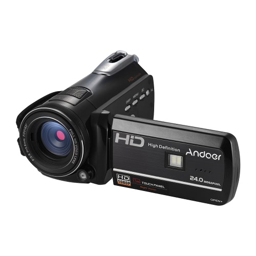 Andoer HDV-D395 Cámara de vídeo digital DV WiFi 1080P 30fps FHD 24M Videocámara 18X Zoom con 72mm 0.39X Gran Angular + Macro Lente / Control Remoto / infrarrojo de infrarrojos Noche Vision + LED / 3 "de pantalla táctil de apoyo a la cara Detect / Ant