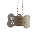 Personalized hueso Regalo Shape Name Plata Id Etiqueta del animal doméstico con la cadena para perros