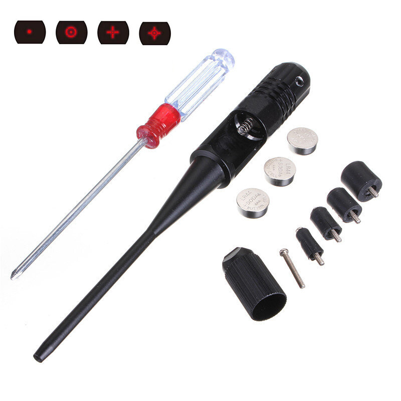 0.22 - 0.50 Boresight Laser Red Dot Laser Boresighter for Hunting Shooting with 5 Connectors Head