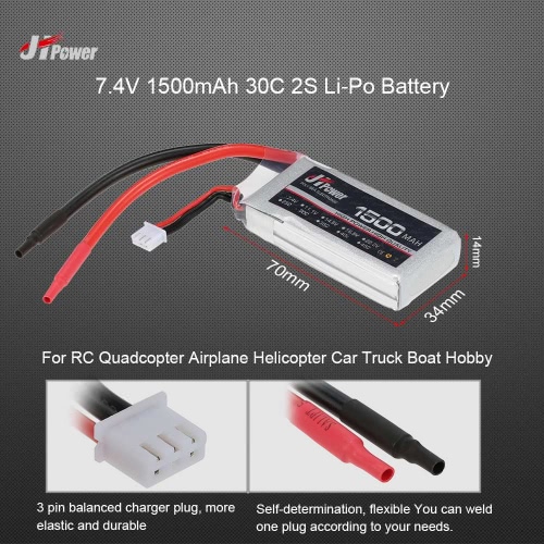 JHpower 7.4V 1500mAh 30C 2S Li-Po Battery for  RC Quadcopter Airplane Helicopter Car Truck Boat Hobby