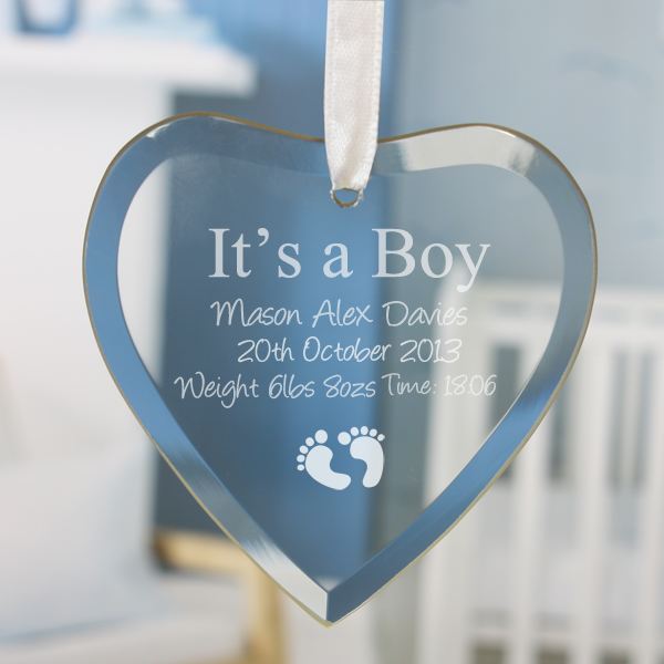 It's a Boy Personalised Glass Heart