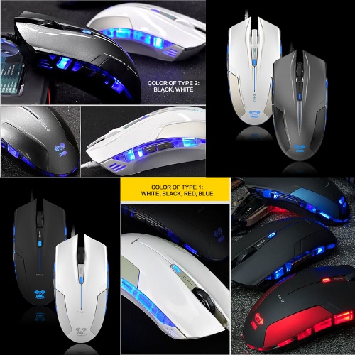 E-3LUE 2400DPI Computer Gaming Mouse USB Wired Optical High Precision LED Light 6 Buttons EMS109 Ergonomic Game Mice