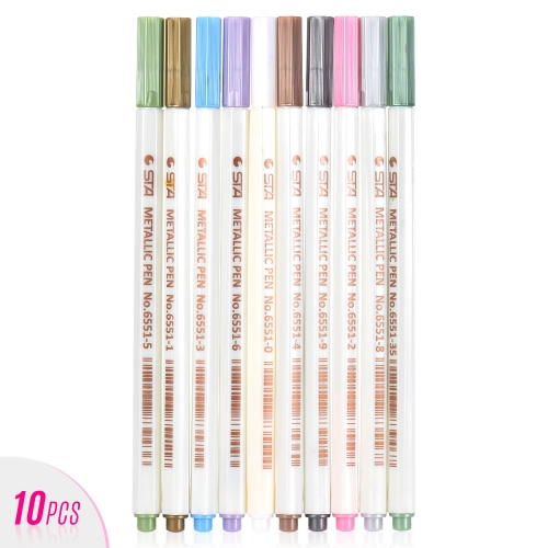 10pcs/set Metallic Color Marker Pen Marking Highlighting with Fine Tip for Photo Album DIY School Office Supplies