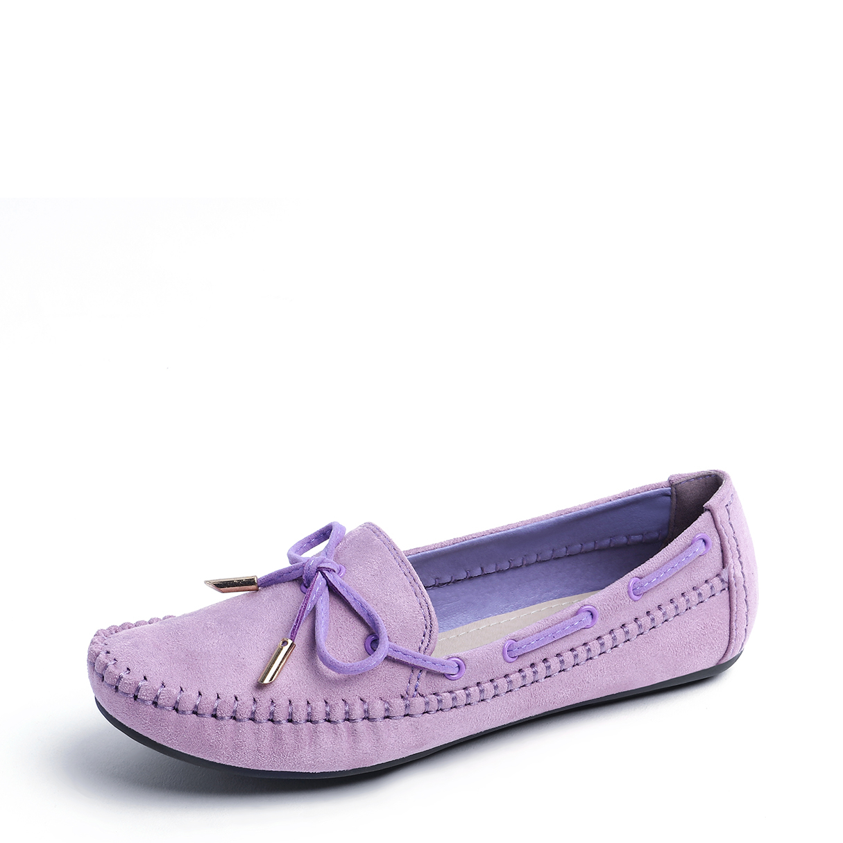Purple Lace-Up Round Toe Flats