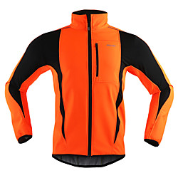 Arsuxeo Homme Veste de Cyclisme Vélo Veste / Hiver Anorak fleece / Polaires / Hauts / Top Pare-vent, Garder au chaud, Respirable Rayure Polyester, Spandex, Toison Hiver Orange / Rouge / Vert clair