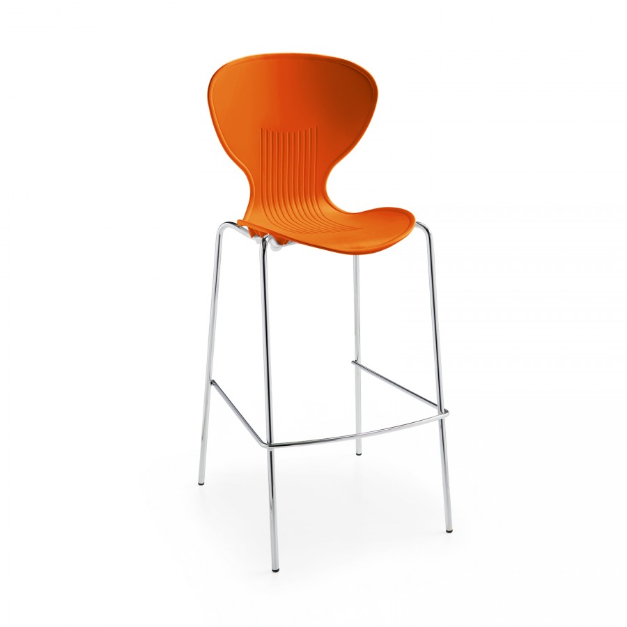 Sienna Orange Shell Stool with Chrome Legs- Pack of 2