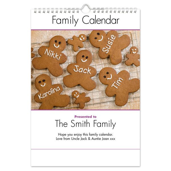 Personalised Family Calendar Family of 4