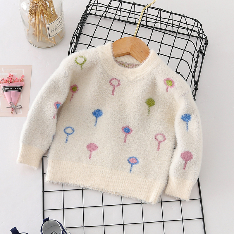 Baby / Toddler Girl Balloon Print Velvet Sweater