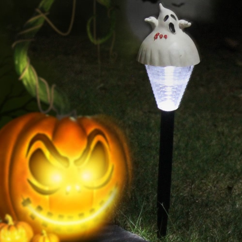 2 pic de Halloween Luz solar del césped de la calabaza / fantasma al aire libre del paisaje de la lámpara decorativa de fiesta de jardín del patio de la yarda Camino
