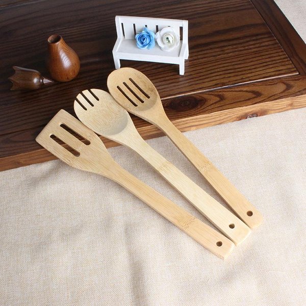 Bamboo Spoon Spatula 6 Styles Portable Wooden Utensil Kitchen Cooking Turners Slotted Mixing Holder Shovels
