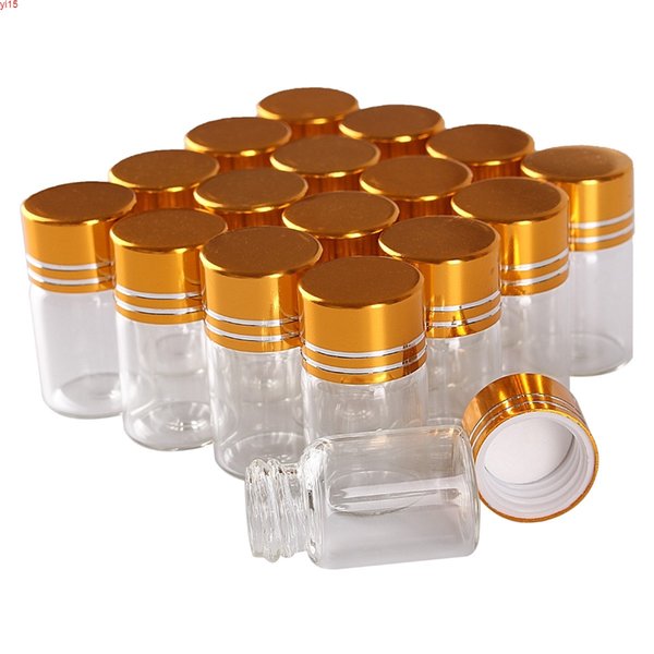 wholesale 100 pieces 2ml 16*26mm Glass Bottles with Golden Caps Mini Tiny Jars Vialsgood qty