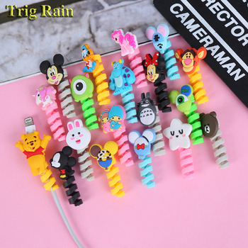 Cartoon Spiral Cable protector Data Line Silicone Bobbin winder Protective For iphone Samsung Android USB Charging earphone Case