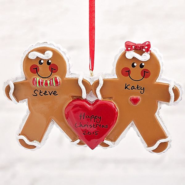 Personalised Gingerbread Couple Hanging Ornament