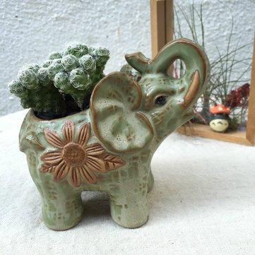 Ceramic Pot Elephant Cacti Succulent Plant Pot Flower Planter Mini Garden Home Decor