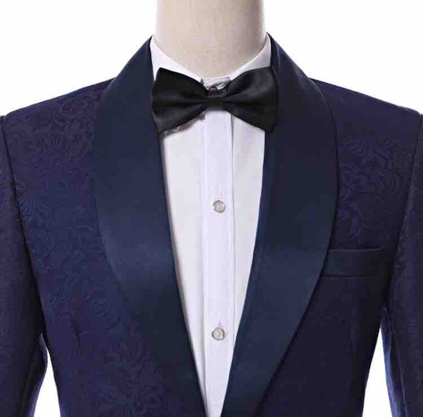 New Design One Button navy Blue Groom Tuxedos Groomsmen Mens Suits Wedding/Prom/Dinner Blazer (Jacket+Pants+Vest+Tie) K21899