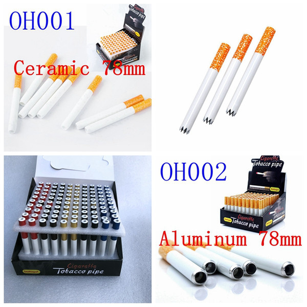 78mm colored Cigarette Shape Digger Cigarette Hitter Pipe Smoking Hand Tobacco Pipes One Hitter Aluminum Bat Smoking pipes