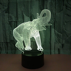 3D Elephant Christmas Gift Night Light Elephant Ivory 3D LED Night Light Novelty Animal Decor Ornaments 7 Color LED Touch Switch Bedside Table Lamp
