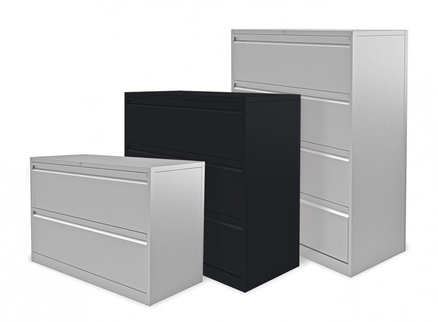 Executive Side Filing Cabinet- 3 Drawers- Black