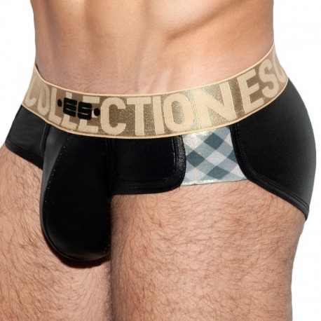 ES Collection Squares Gold Brief - Black S