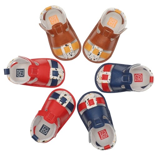 Infant Toddler Baby Shoes Boy Sandal PU Magic Tape Soft Sole Non-Slip Sneaker Prewalker For Summer Blue U.S Size 4