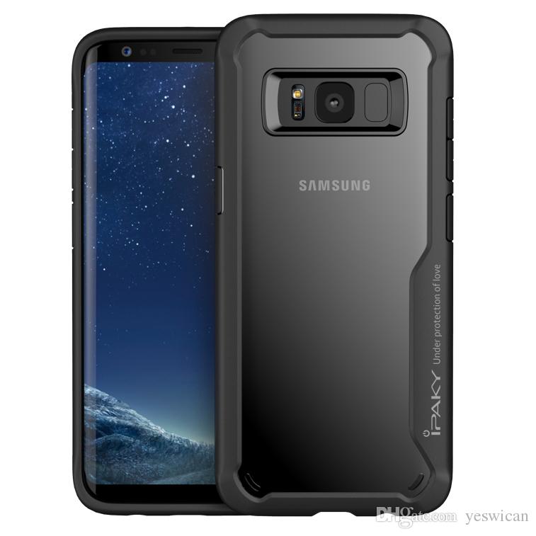 iPaky Case For Samsung S8 Plus S8+ Transparent Back Cover S8 PC+TPU Hard Soft Cases Drop-proof With Retail Package Wholesale In Stock