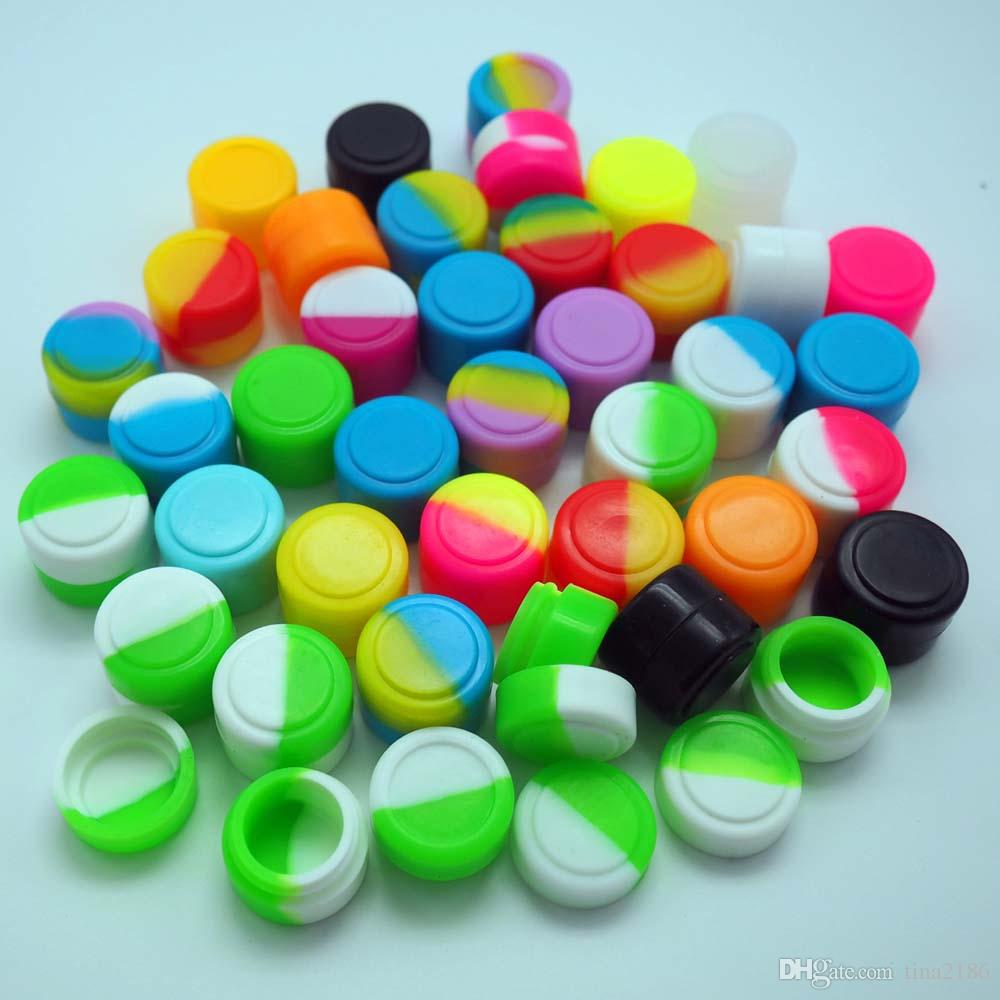 Wax containers dab jars oil mini boxes Rich color 500pcs/lot 2ml non-stick silicone jars dab wax silicone container silicone containers