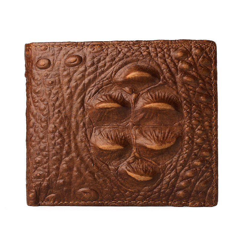 Men Crocodile Pattern Genuine Leather Short Wallet Coin Bag