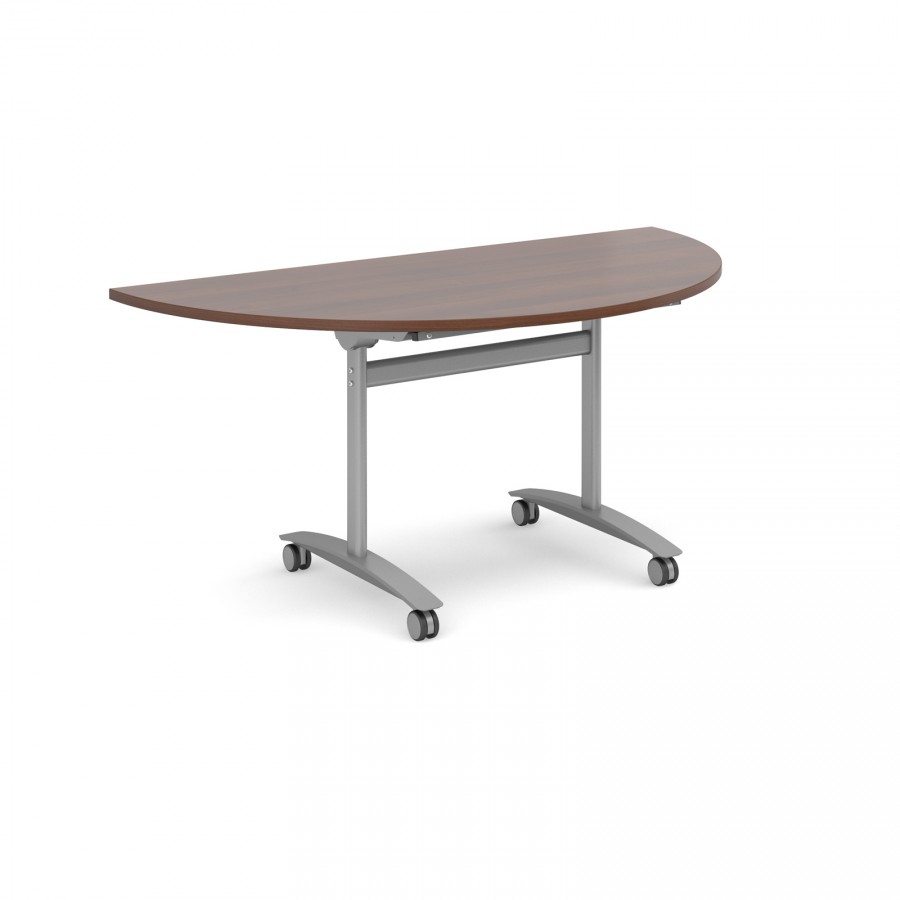Semi-Circular Fliptop Meeting Table 1600mm- Walnut