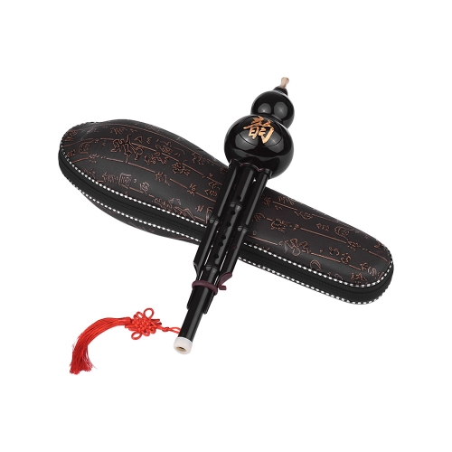Instrumento tradicional chino Hulusi Cucurbitáceas Botella de flauta Calabaza de seda C-Key Material de resina con nudo chino Carry Case para principiantes Regalo musical