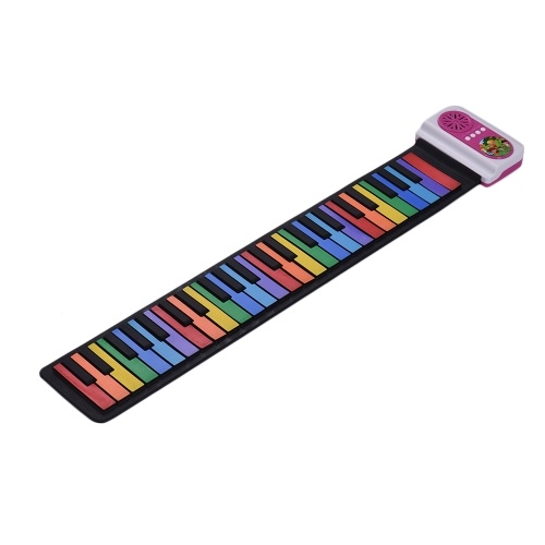 49-Key Portátil Roll-Up Piano Teclado Electrónico de Silicona Llaves de Colores Built-in Speaker Musical Toy para Niños Niños