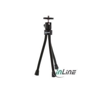 InLine® Mini-Stativ 190mm mit Kugelkopf, flexible schwarze Metallfüße mit Gummikappen (48006S)