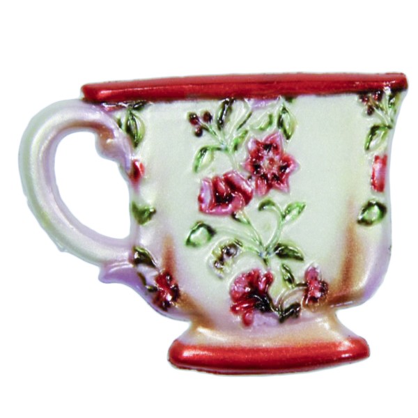 Wachsornament Tasse mit Blumenzierde, 4,5 x 6 cm, Design 3