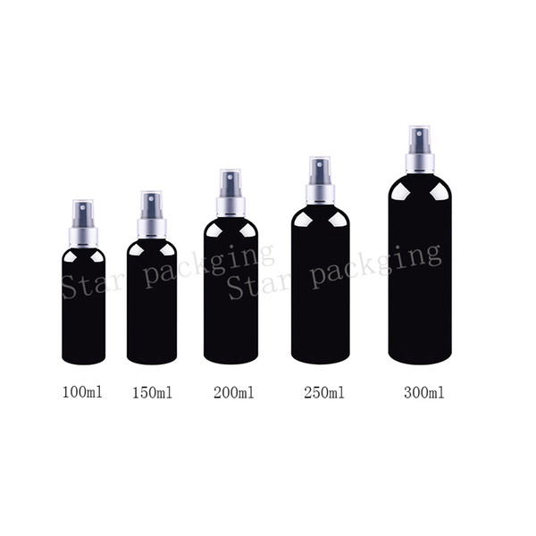 100/150/200/250/300ml black spray bottle with silver nozzle cap,mist sprayer bottle empty packaging cosmetics makeup bottle