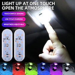 1PCS Touch Sensor USB LED Ambient Lights for Car Wireless Colorful Atmosphere Lamp Interior Decorative 7 Colors Ice Blue pink miniinthebox