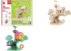Marabu KiDS 3D Puzzle Baumhaus, 37 Teile Holzbausatz, vorgestanzte Teile aus Sperrholz, zum Stecken - 1 Stück (0317000000011)