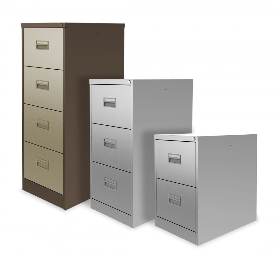 A4 Lockable Filing Cabinet- 4 Drawers- Coffee and Cream